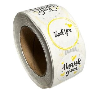 N2 Stickers 1" Thank You 500ct White Yellow